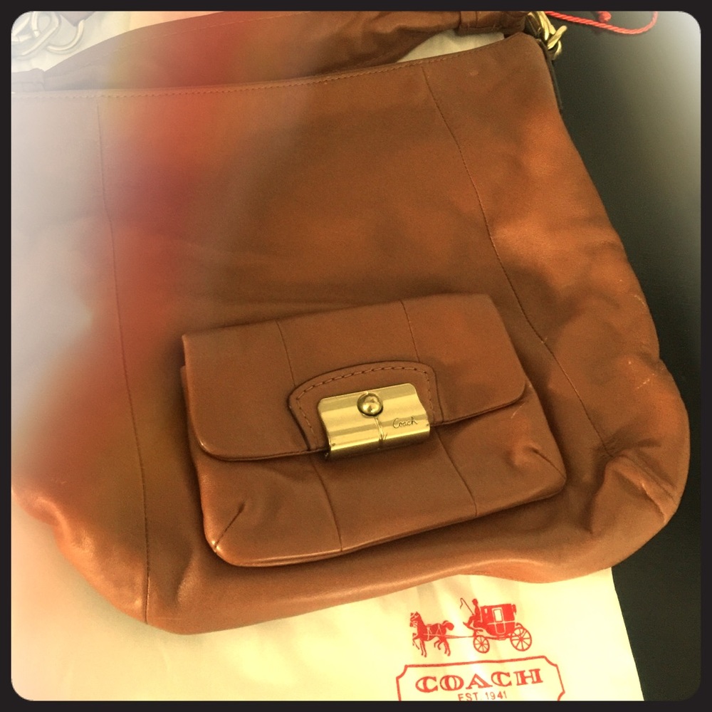 TanBrown Coach leather bag